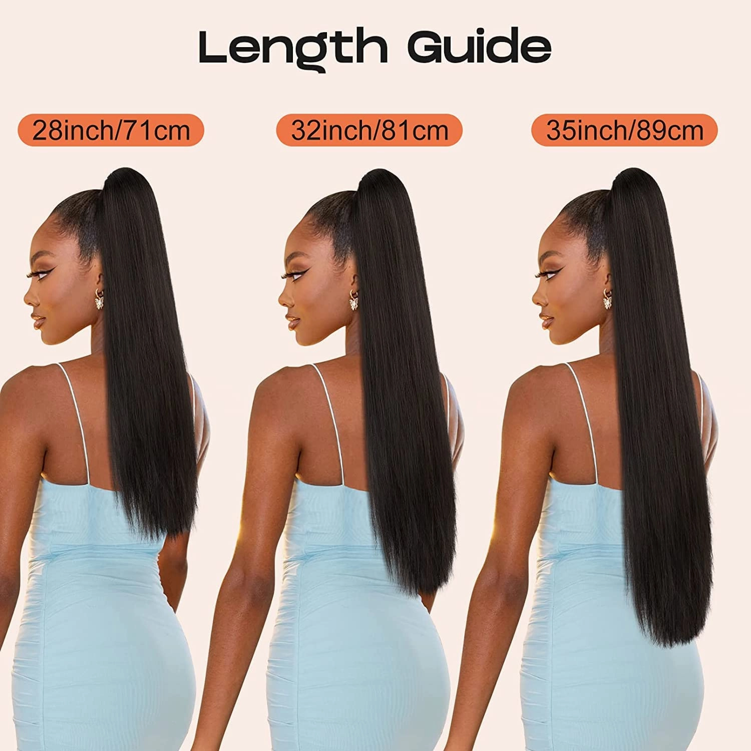 SEIKEA 28" Ponytail Extensions Drawstring Long Straight Fake Pony Tail Natural Soft Clip in Hair Extension Synthetic Heat Resistant Hairpiece - Dark Brown with Copper Highlights