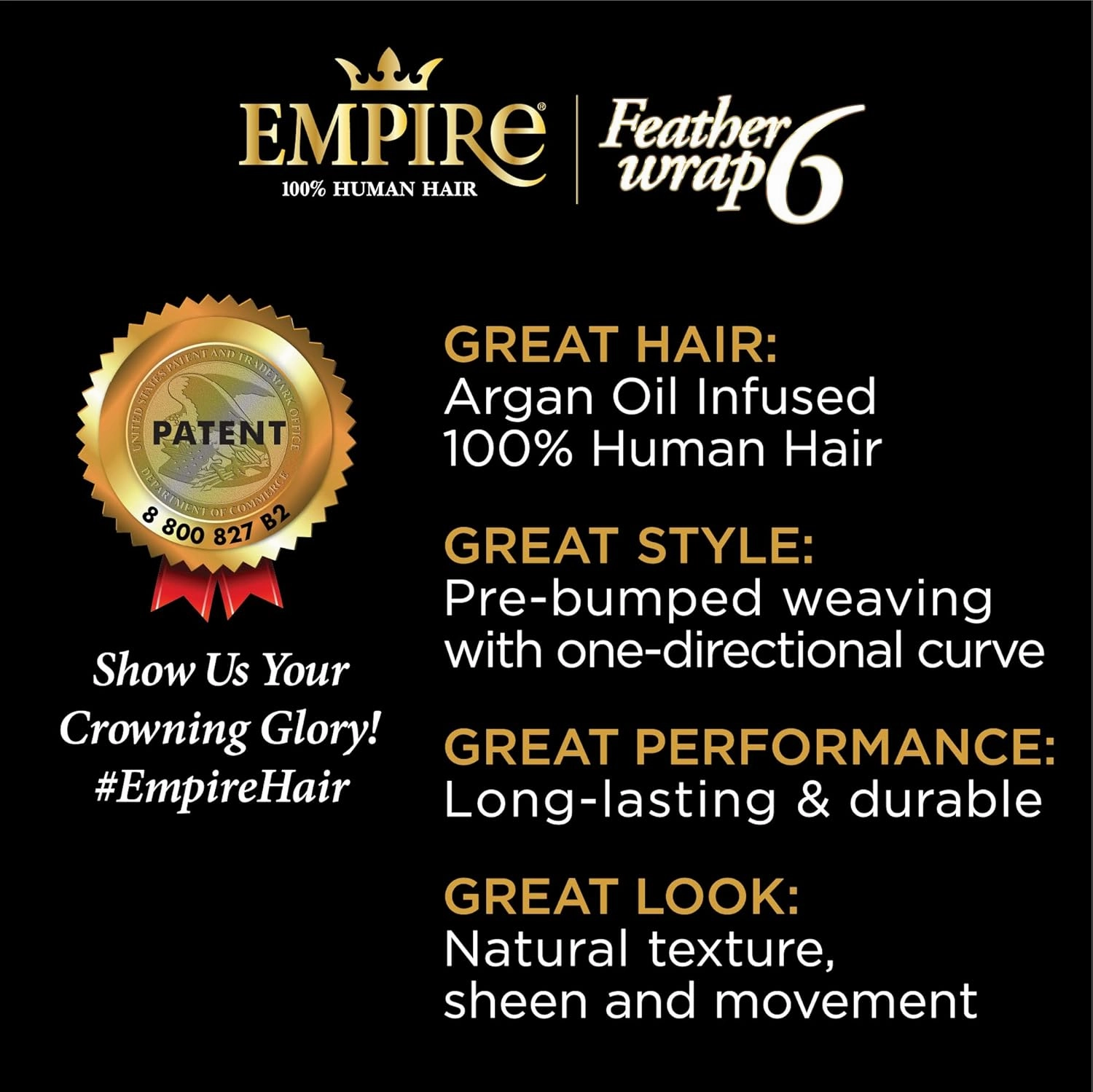 Sensationnel Empire bump weaving hairextension - feather wrap 6 inch human hair short bun weave styling (1 JETBLACK)