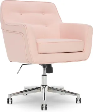 Serta Style Ashland Home Office Chair, Party Blush Pink Twill Fabric