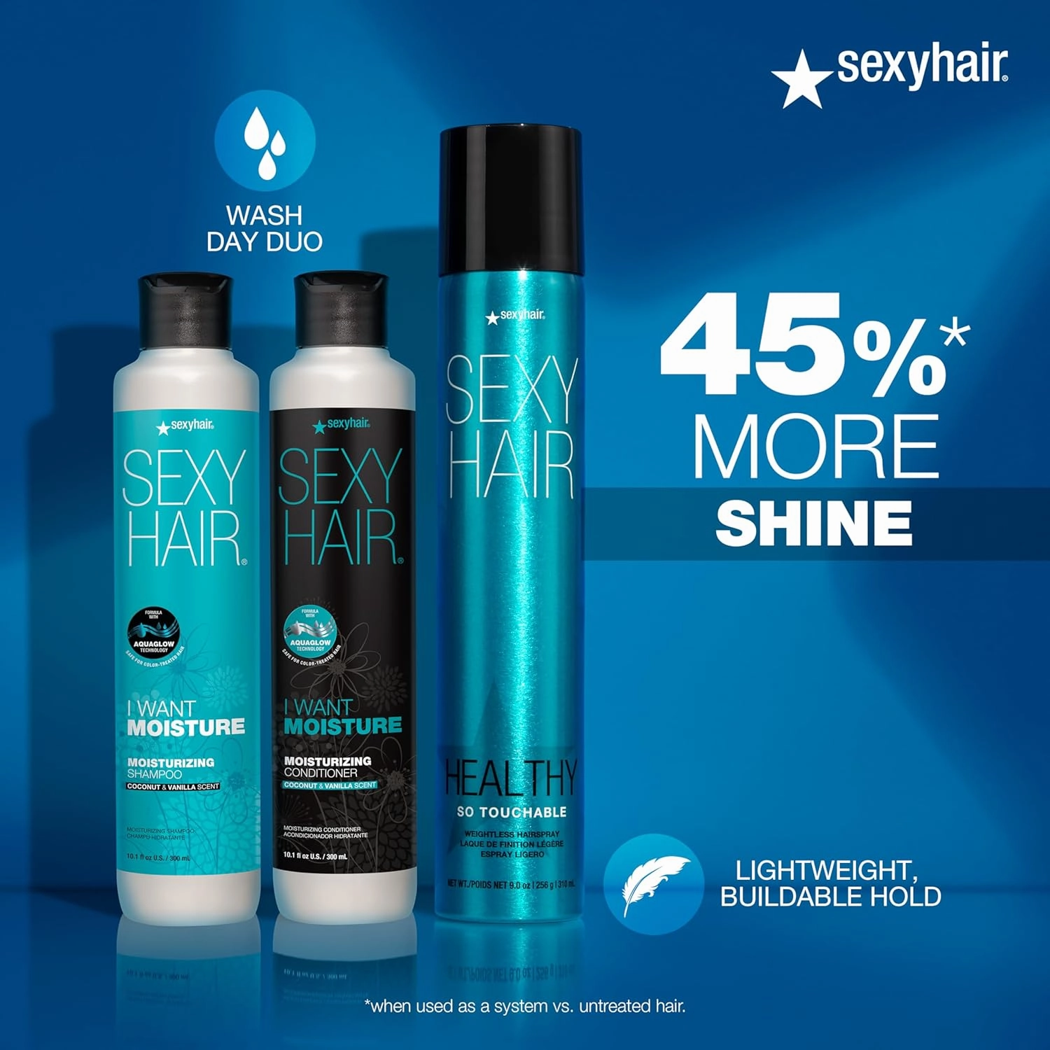 SEXYHAIR I WANT MOISTURE Shampoo/Conditioner, 10.1oz | Tames Frizz | Increases Shine by 60% | All Hair Types