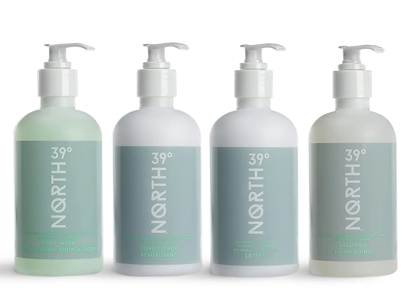 Shampoo, Conditioner, Body Wash, Lotion - Eucalyptus & Lavender Scent - Courtyard by Marriott & Residence Inn Hotels - 8.5oz Hair & Body Care Set