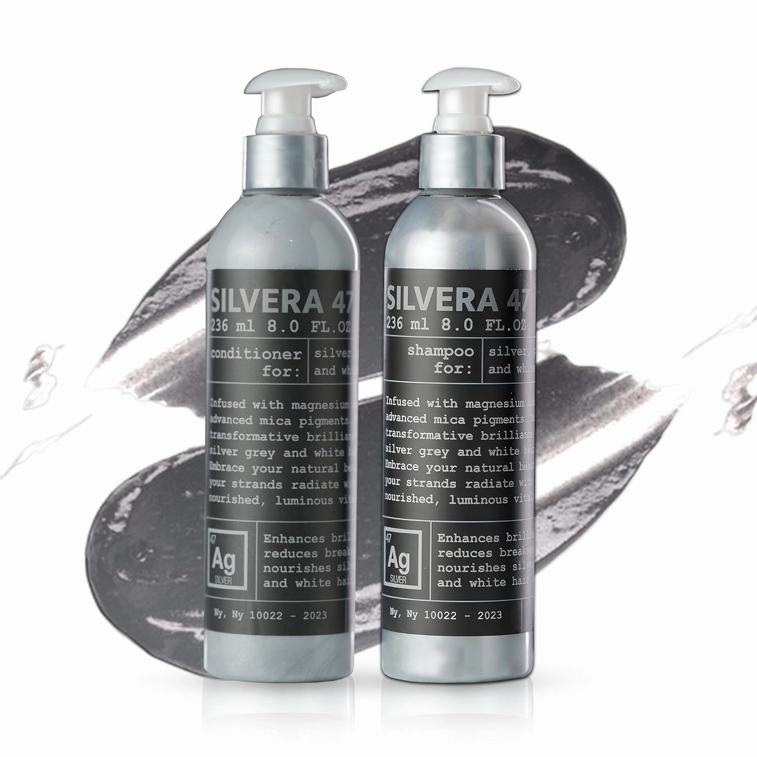Shampoo & Conditioner Bundle, Grey, White & Silver Hair Care, Enhance Vibrancy with Mica, Titanium Dioxide, Magnesium, Aloe Vera & Shea Butter, For Men & Women, Salon Quality Treatment