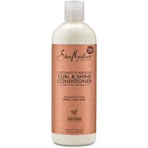 Shea Moisture Hair Conditioner Curly Hair Products, Coconut & Hibiscus Curl & Shine Conditioner, Shea Butter, Coconut Oil, Vitamin E & Neem Oil, Frizz Control, Family Size, 16 Fl Oz Ea