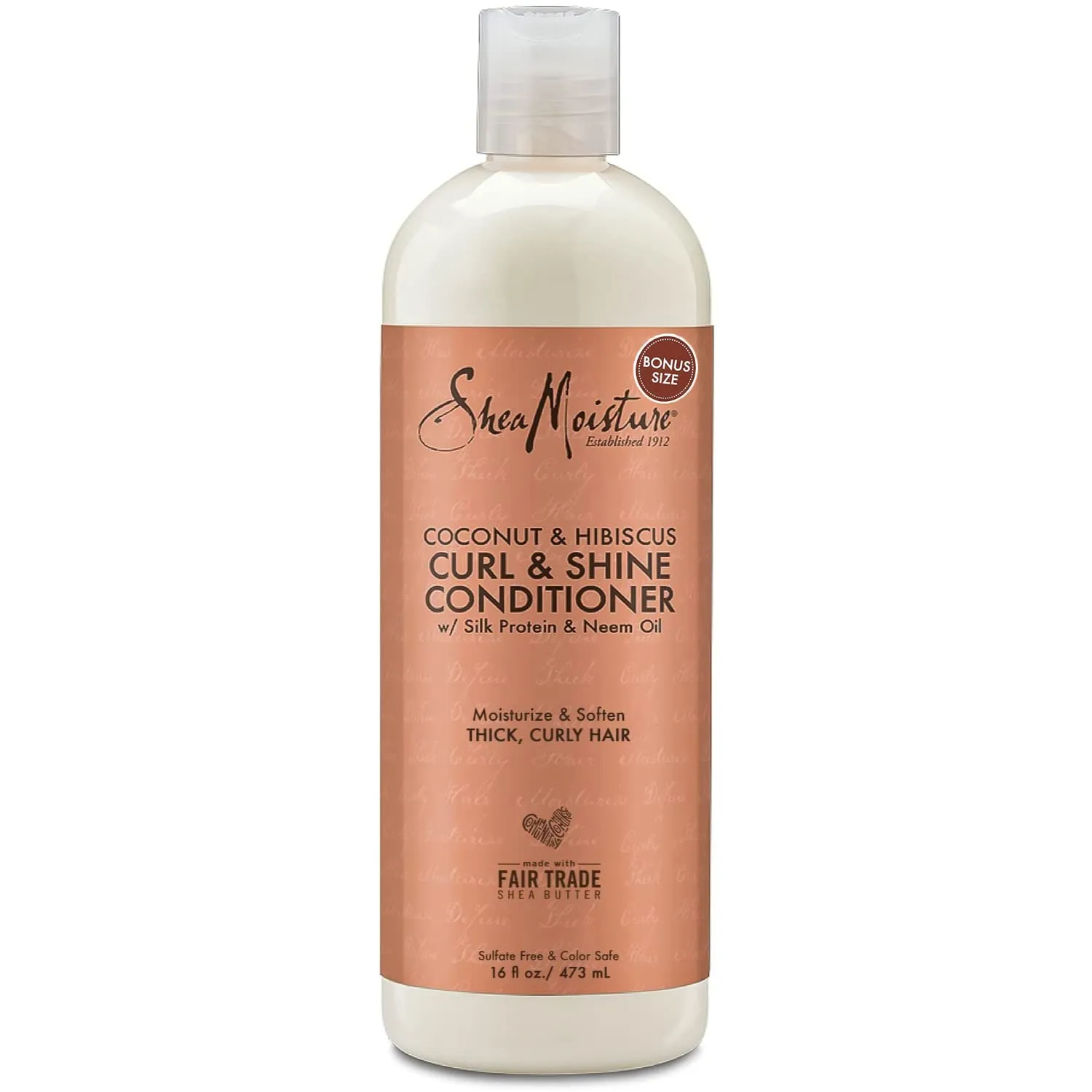 Shea Moisture Hair Conditioner Curly Hair Products, Coconut & Hibiscus Curl & Shine Conditioner, Shea Butter, Coconut Oil, Vitamin E & Neem Oil, Frizz Control, Family Size, 16 Fl Oz Ea