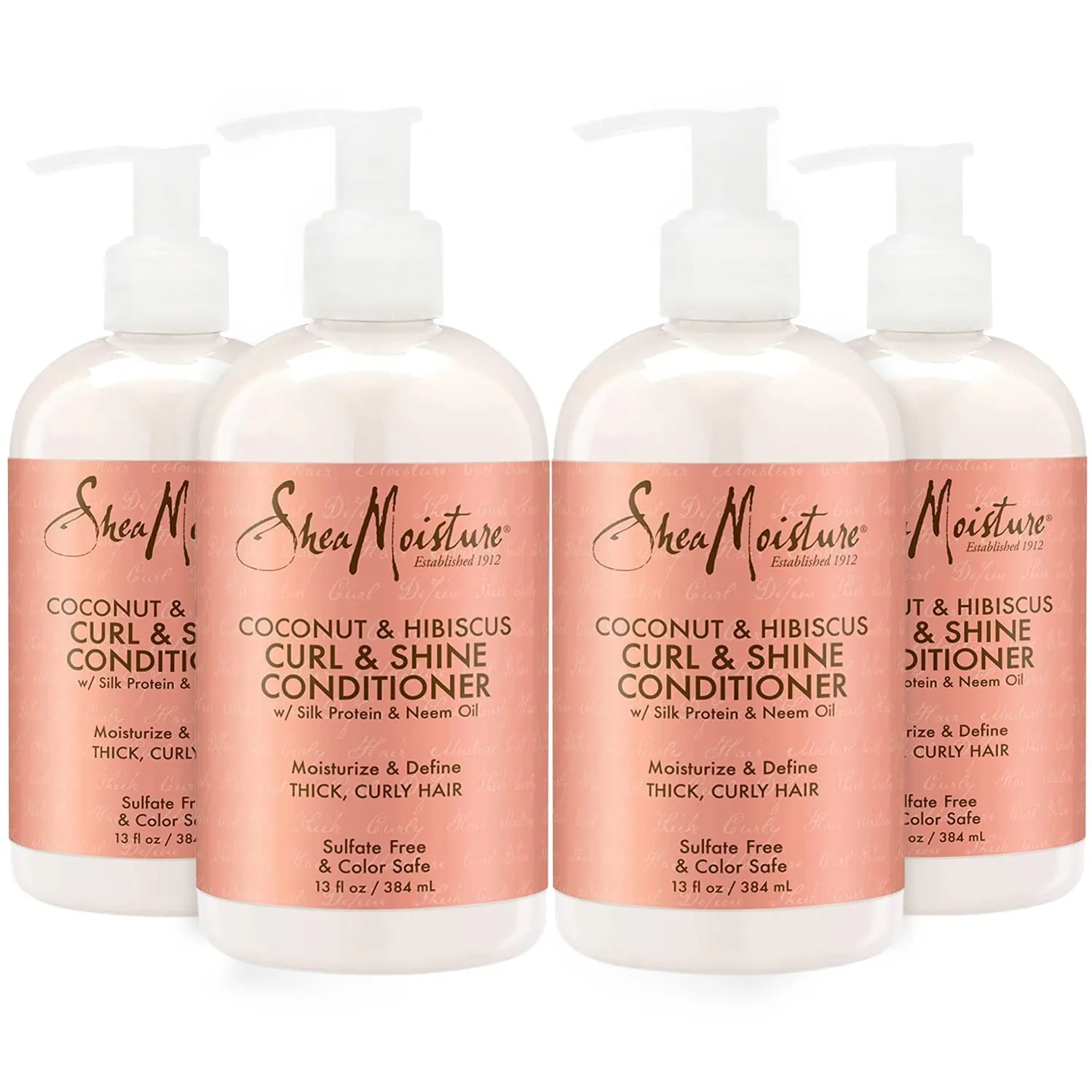 SheaMoisture Curl Shine Silicone Free Conditioner 4 Count for Curly Hair Coconut Hibiscus Moisturize & Define 13oz