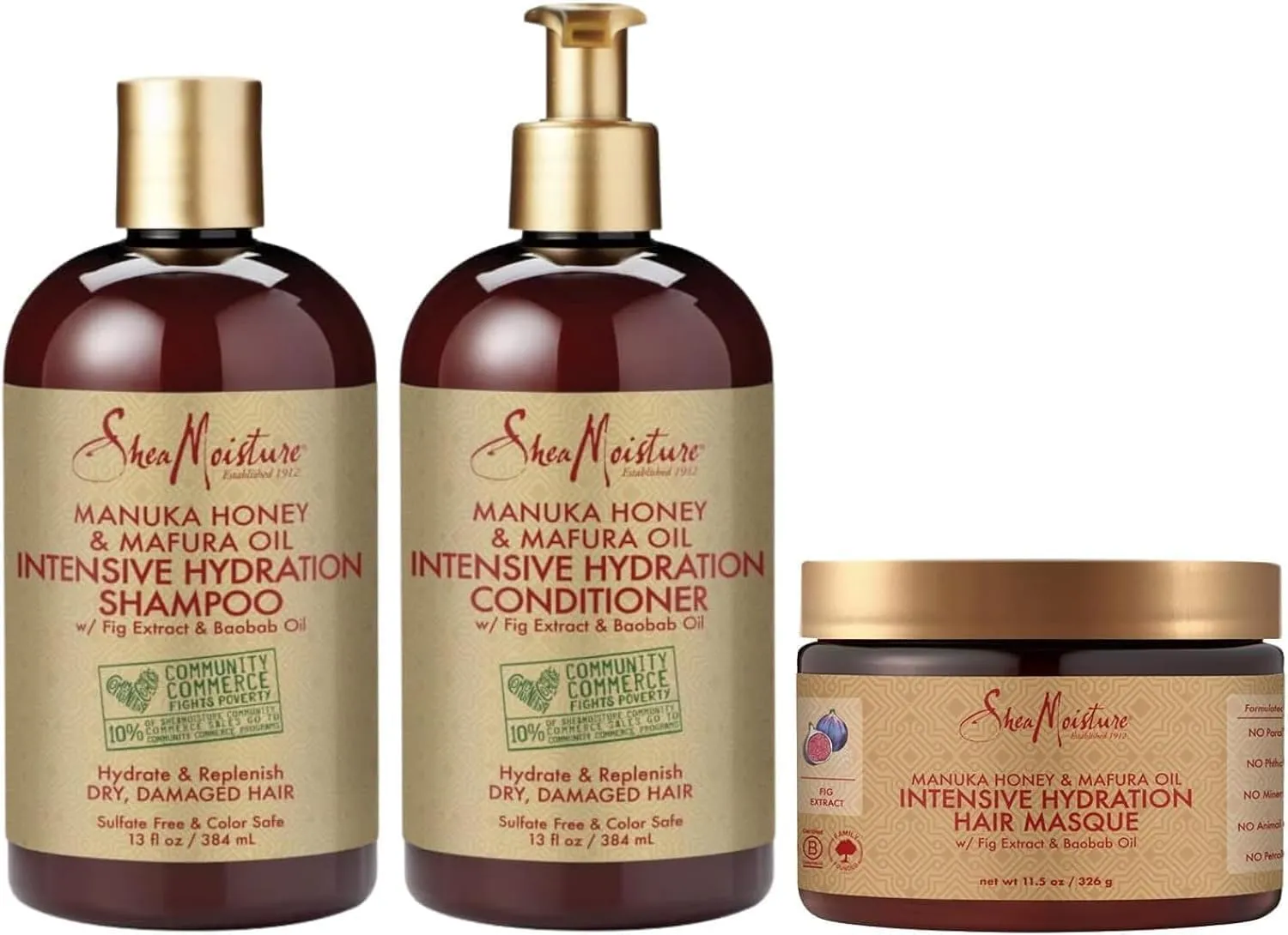 SheaMoisture Manuka Honey and Marfura Oil Hair Treatment: Deep Conditioning Shampoo, Conditioner, and Masque for Curly Hair