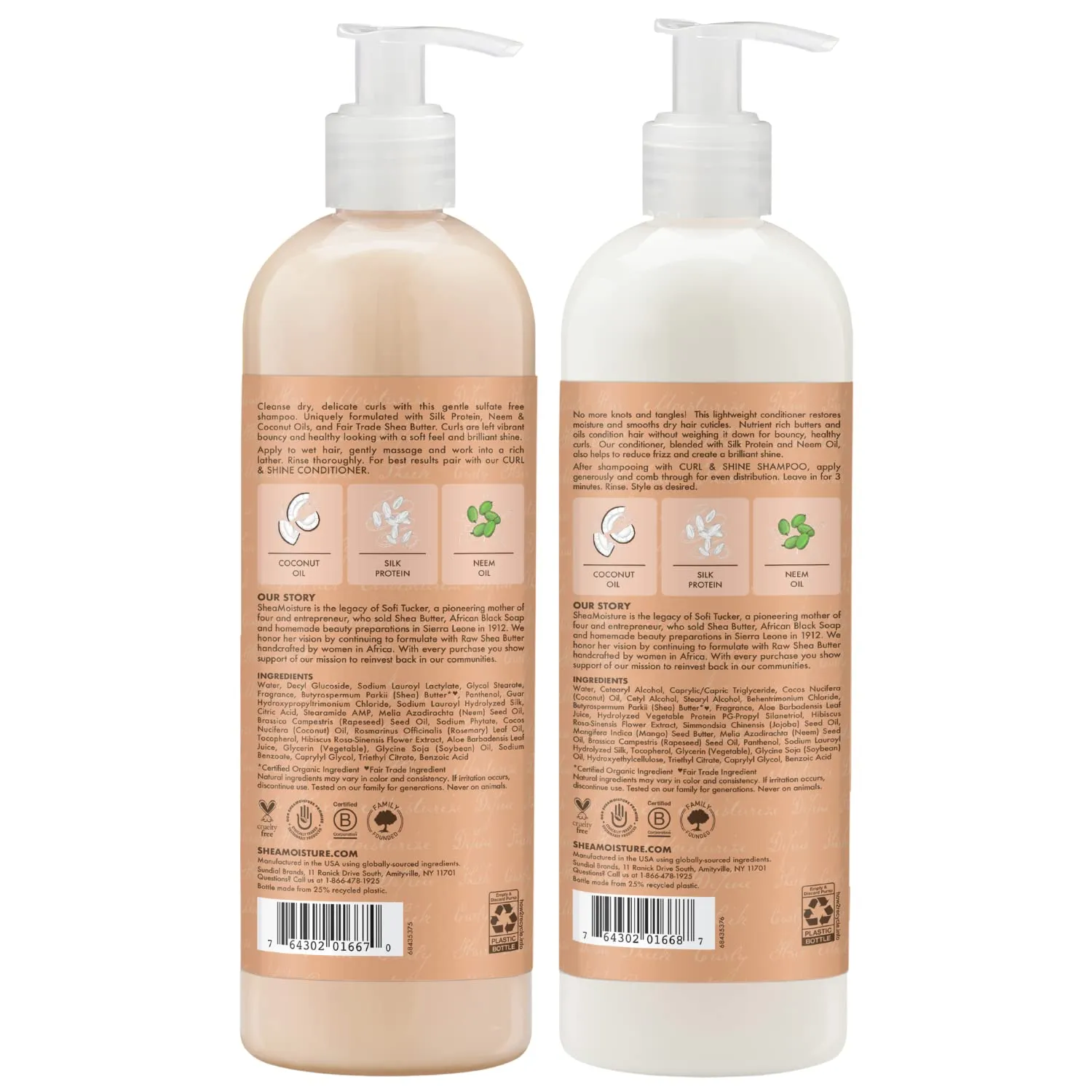 SheaMoisture Plus Size Shampoo and Conditioner Set, Coconut & Hibiscus Curl & Shine Hair Care, Frizz Control for Curly Hair with Vitamin E & Neem Oil, 24 Fl Oz