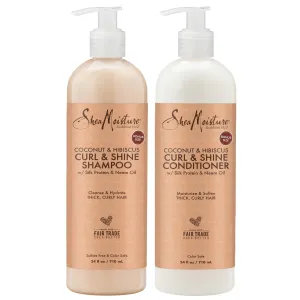 SheaMoisture Plus Size Shampoo and Conditioner Set, Coconut & Hibiscus Curl & Shine Hair Care, Frizz Control for Curly Hair with Vitamin E & Neem Oil, 24 Fl Oz