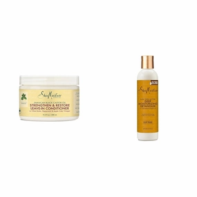 SheaMoisture Jamaican Black Castor Oil 11.5oz Leave In Conditioner and Raw Shea Butter 8oz Detangler Damaged Hair Bundle