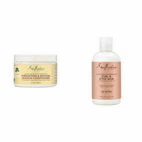 SheaMoisture Jamaican Black Castor Oil Leave In Conditioner 11.5oz & Coconut Hibiscus Curl & Style Milk 8oz Bundle