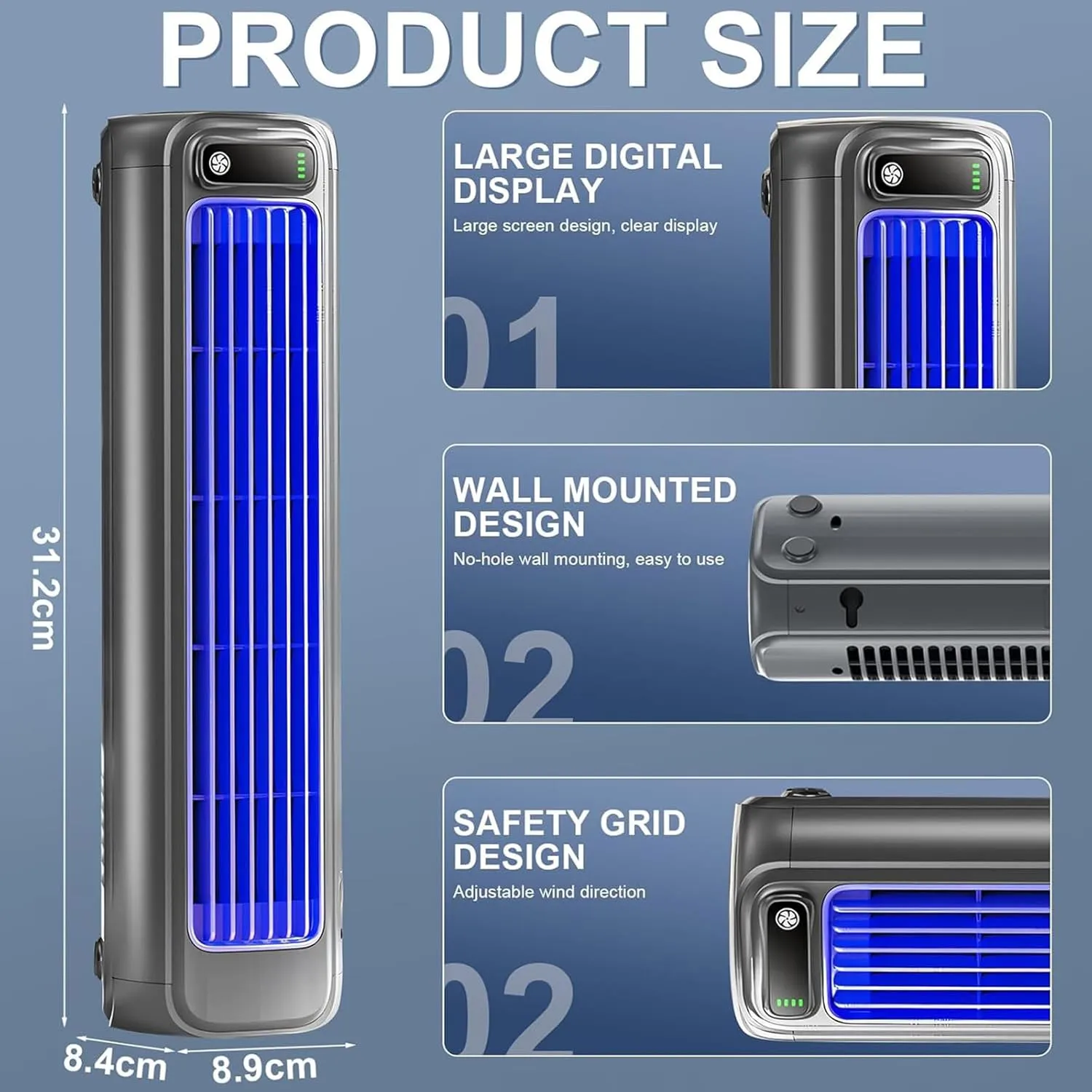 Sherum Cooling Ace Portable Air Conditioner, 2025 Energy Efficient Air Conditioner Cooling Fan Quiet, 3 Speeds & Led Touch Screen, Rechargeable, 24h Long-Lasting Battery Life (Gray)