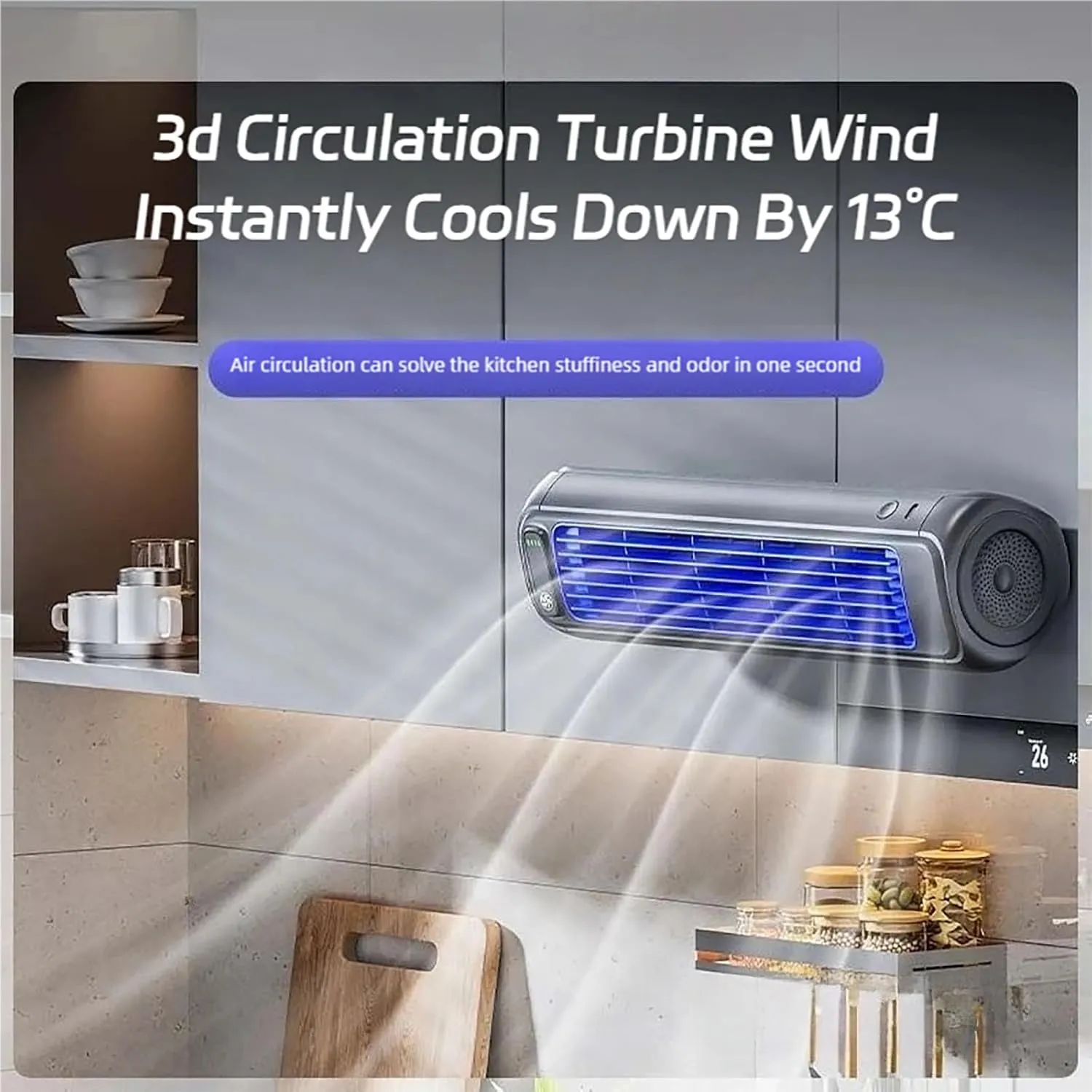Sherum Cooling Ace Portable Air Conditioner,3 Speeds Adjustable Sherum Cooling Ace,Usb Rechargeable Portable Tower Fan Air Conditioner,3D Circulating Air,for Livingroom, Bedroom and Office (Blue)