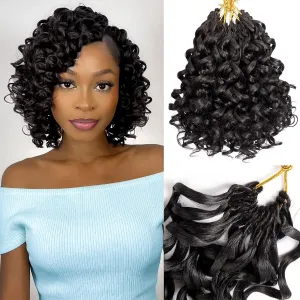 Short Curly Crochet Hair for Women 8 Inch GoGo Curl Beach Ocean Wave Deep Twist Braids Pre Looped Synthetic Braiding Extensions 7 Packs