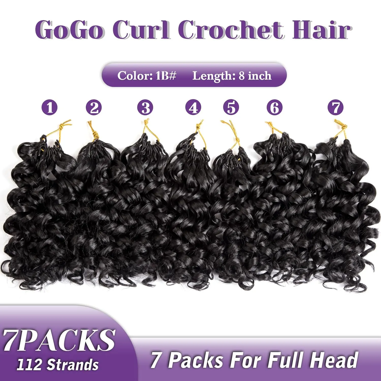 Short Curly Crochet Hair for Women 8 Inch GoGo Curl Beach Ocean Wave Deep Twist Braids Pre Looped Synthetic Braiding Extensions 7 Packs