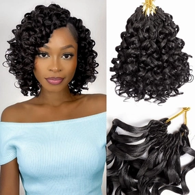 Short Curly Crochet Hair for Women 8 Inch GoGo Curl Beach Ocean Wave Deep Twist Braids Pre Looped Synthetic Braiding Extensions 7 Packs