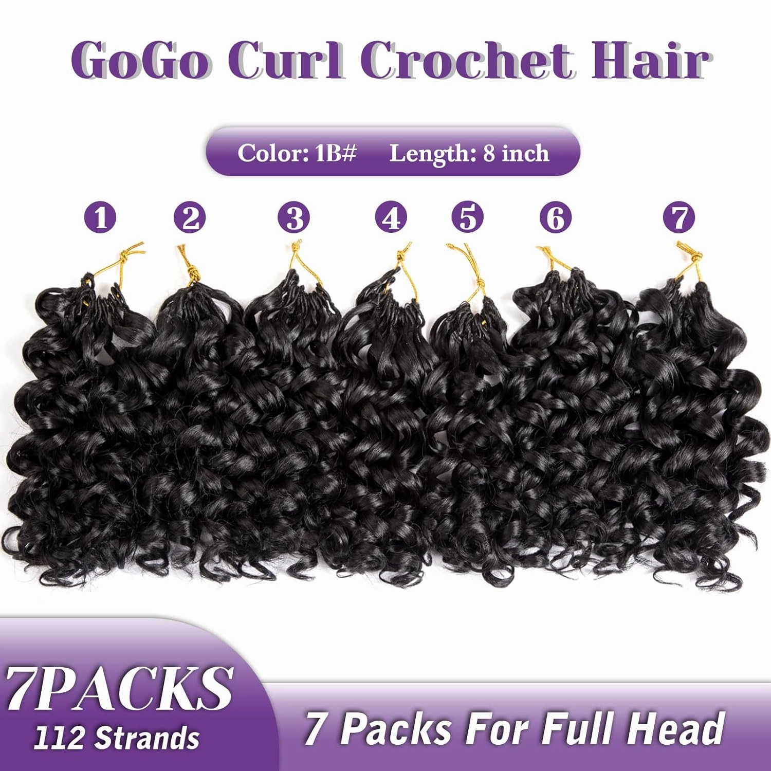 Short Curly Crochet Hair for Women 8 Inch GoGo Curl Beach Ocean Wave Deep Twist Braids Pre Looped Synthetic Braiding Extensions 7 Packs