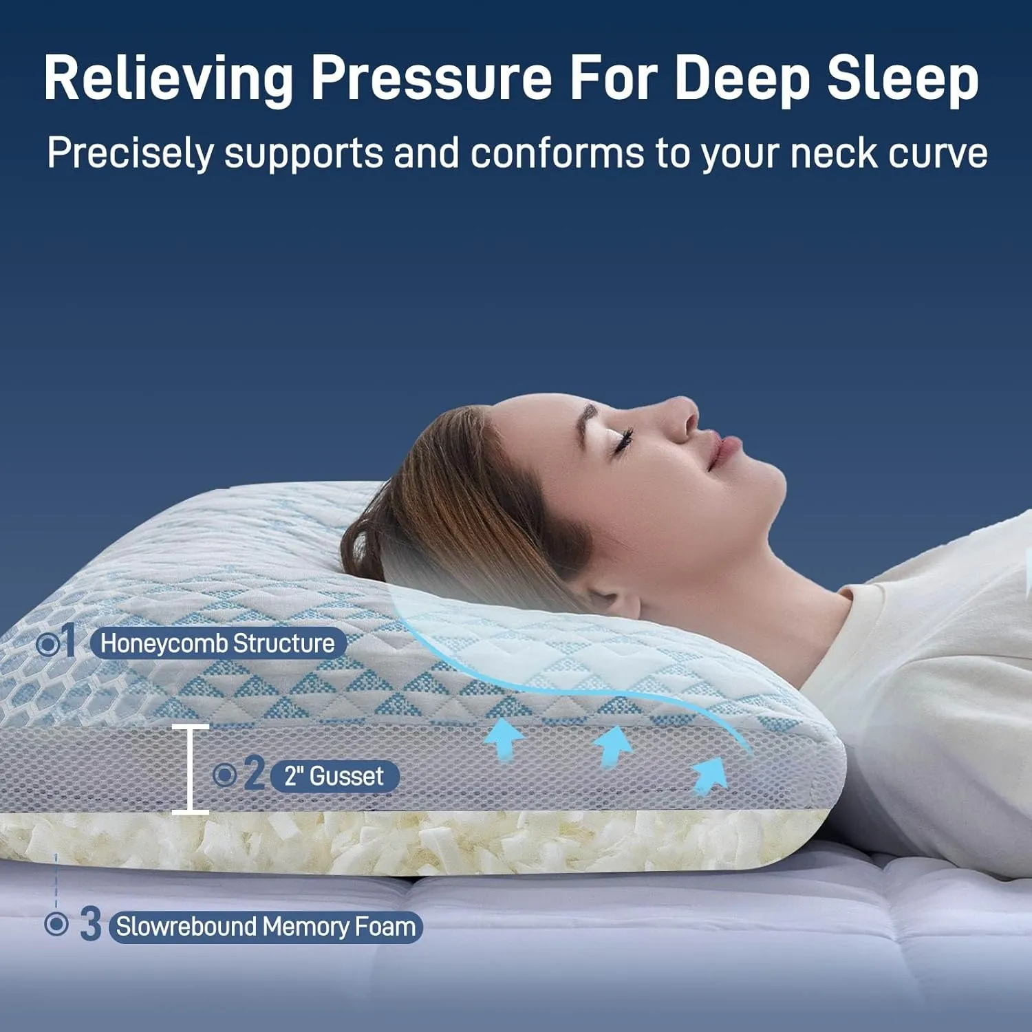 Shredded Memory Foam Cooling Soft Bamboo Viscose Pillow Queen Size, Adjustable Hypoallergenic Hotel Quality Bed Pillow for Back, Stomach and Side Sleeper, Oeko-TEX Certified