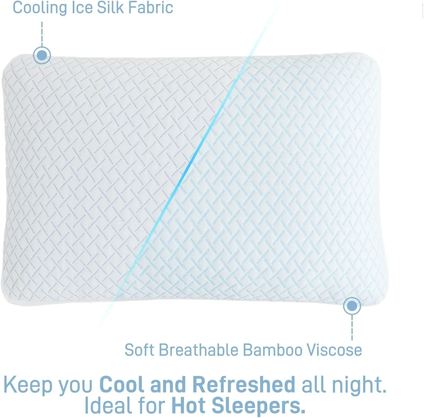 Shredded Memory Foam Cooling Soft Pillows Queen Size Set of 2, Adjustable Hypoallergenic Hotel Quality Pillow for Side, Back and Stomach Sleeper, Bamboo Viscose Cover, Oeko-TEX Certified