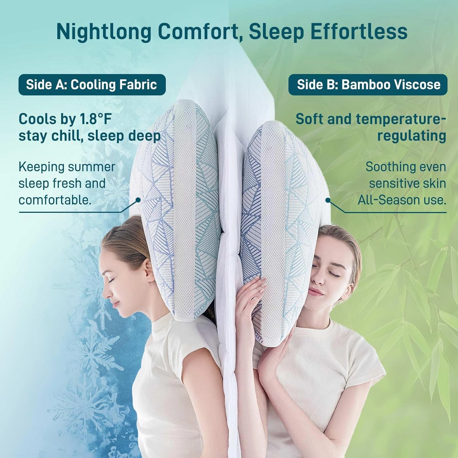 Shredded Memory Foam Cooling Soft Bamboo Viscose Pillows King Set of 2, Adjustable Hypoallergenic Hotel Quality Pillows for Stomach, Back or Side Sleeper, Oeko-TEX Certified