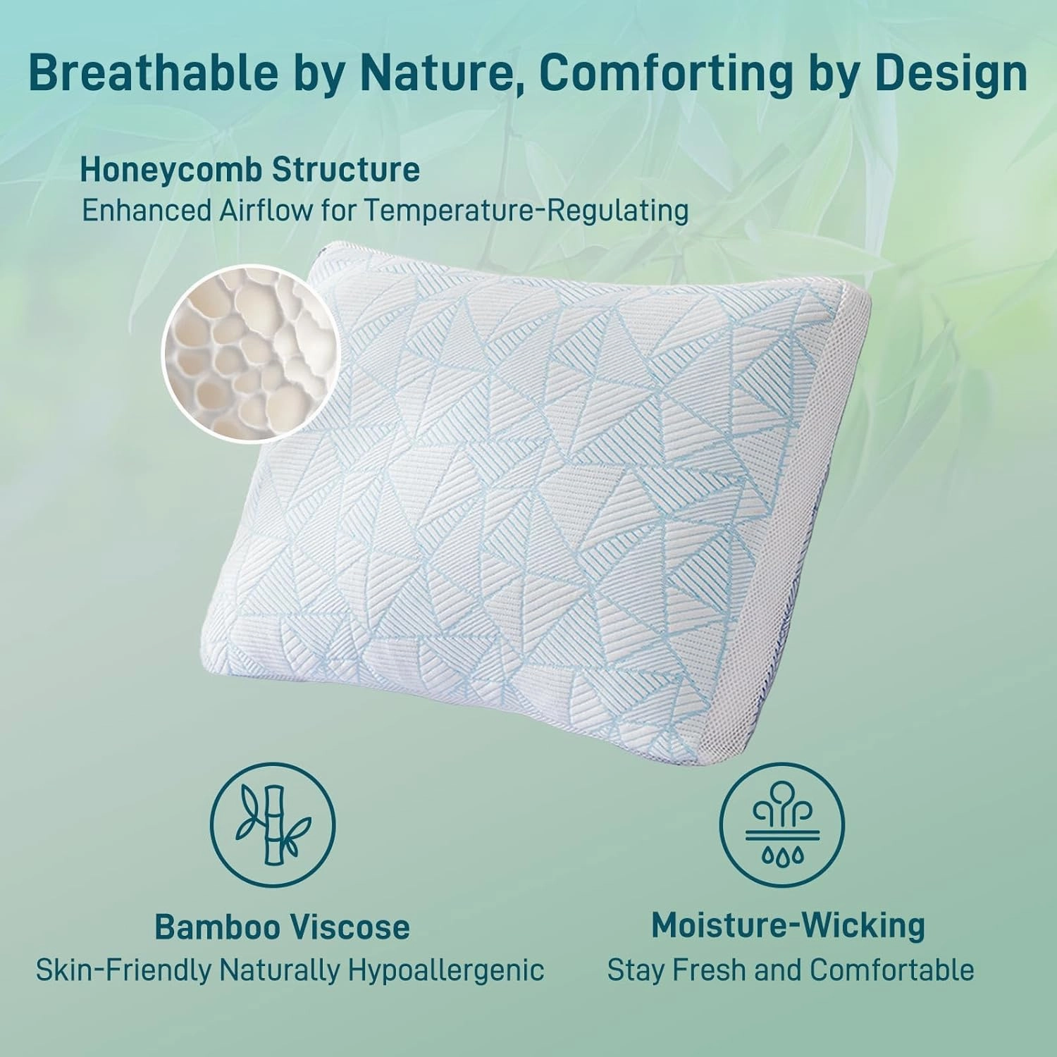 Shredded Memory Foam Cooling Soft Bamboo Viscose Pillows King Set of 2, Adjustable Hypoallergenic Hotel Quality Pillows for Stomach, Back or Side Sleeper, Oeko-TEX Certified