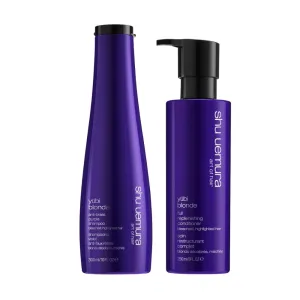 Shu Uemura Yubi Blonde Anti-Brass Purple Shampoo & Conditioner Set - Color Correcting, Neutralizes Brassiness, Moisturizes and Smooths Blonde Hair