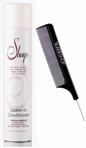 Shuga Aerosol Leave-In Conditioner, The Only Non-Silicone Aerosol Hair Spray Conditioner (w/Steel Pin Tail Comb) Sugar Hairspray (8 oz / 235 ml)