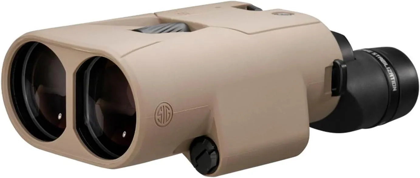 SIG SAUER ZULU6 HDX PRO 18x50mm Waterproof Fogproof Durable FDE Image Stabilized Hunting Binoculars, Multicoated Anti-Glare Lenses, Up to 40 Hours Runtine, Carrying Case & Carrying Strap Included