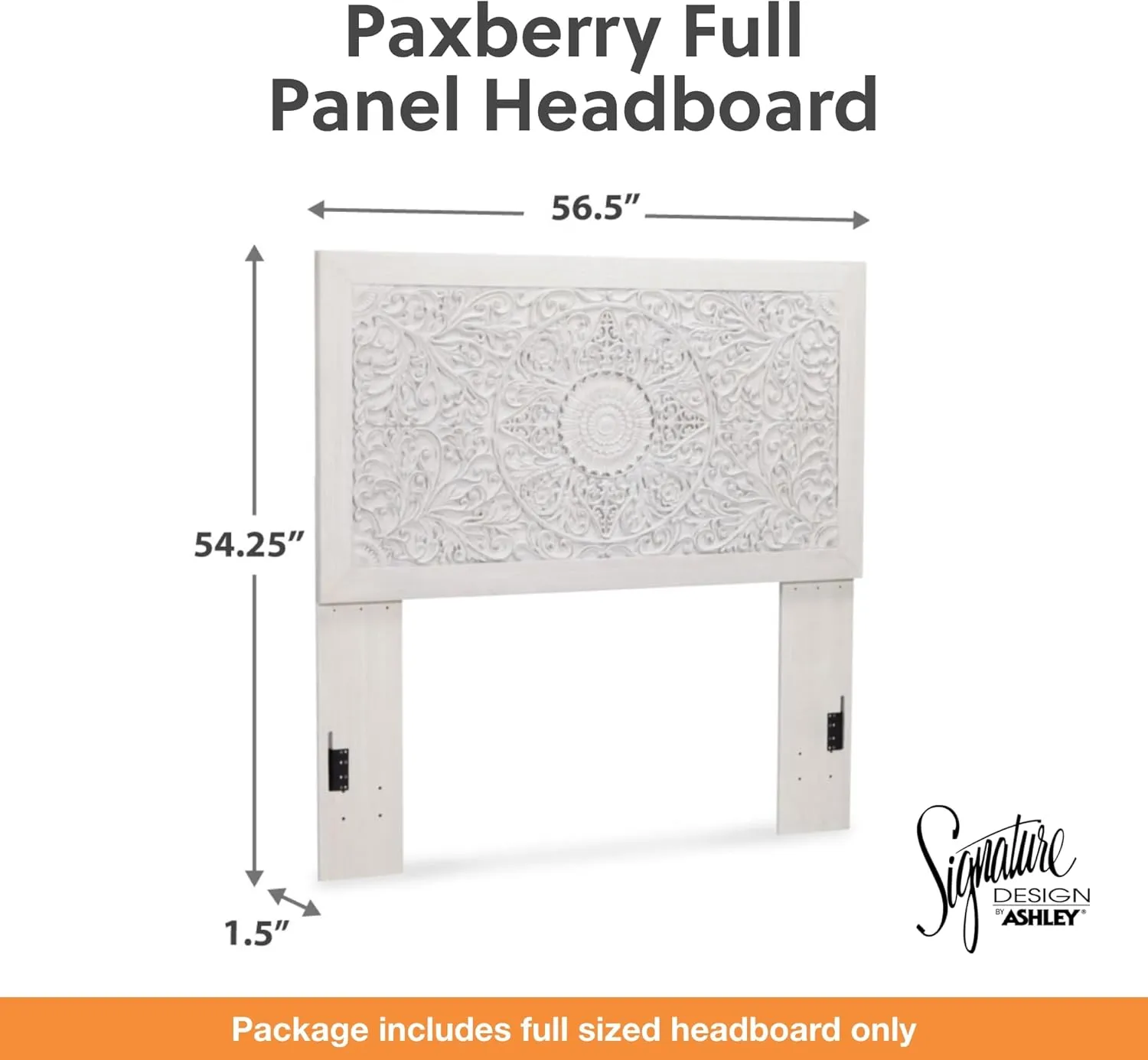 Signature Design by Ashley Paxberry Boho Chic Panel Adjustable Headboard ONLY, Full, Whitewash