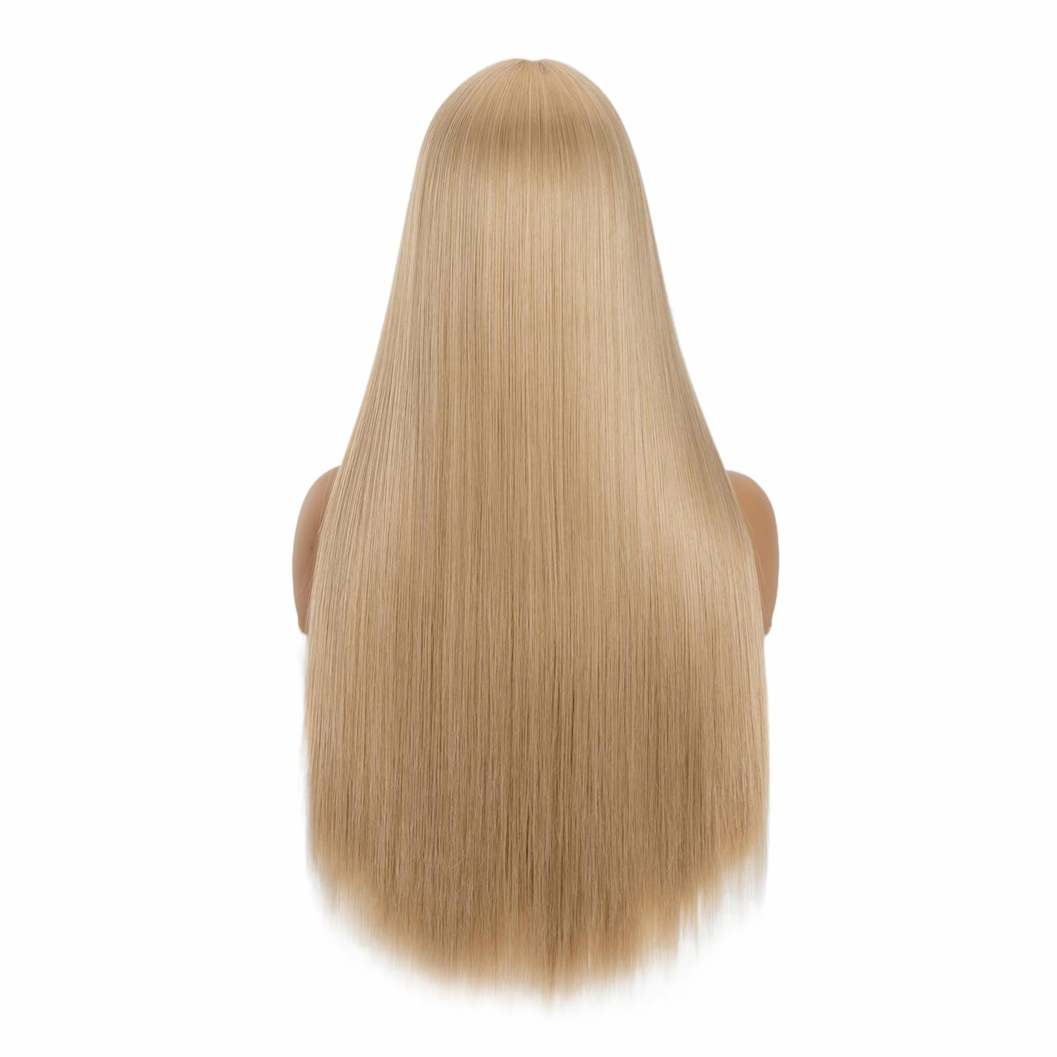 Silky Soft Straight Wig with Bangs Dark Roots Ombre Blonde Synthetic Wigs for Women Natural Fashion Long Hair Heat Resistant Fiber Remy Hair Machine Made Glueless Full Wigs (Ombre Blonde, 24 Inch)