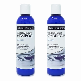 Silver Miracles Colloidal Silver Unscented Shampoo and Conditioner