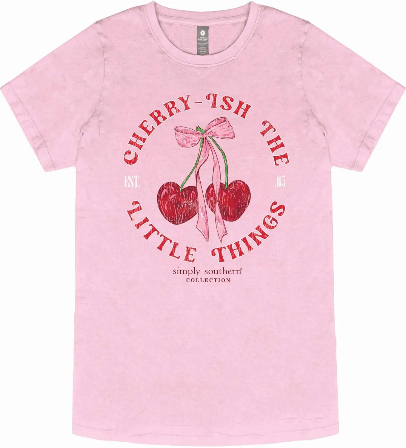 Simply Southern Cherry-ish The Little Things - Cherries - Pink Bow - Adult T-Shirt