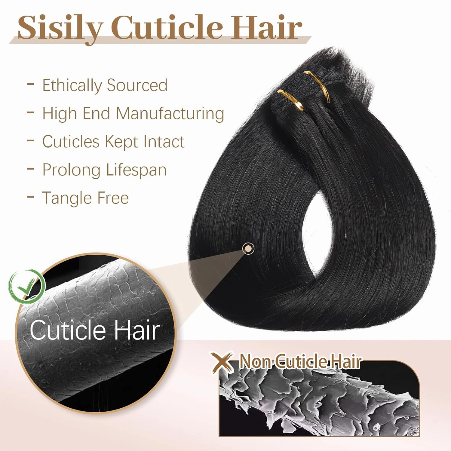 Sisily Clip in Hair Extensions Real Human Hair, Premium Human Hair Clip in Extensions Natural Black, Soft Straight Hair Extensions Real Human Hair Clip ins 7PCS Double Weft（16 Inch #1B）