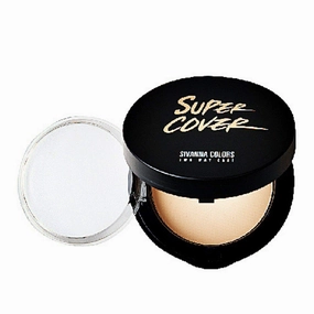 Sivanna Super Cover Two Way Compact Face Press Powder, Blurs Imperfections Soft Smooth Finish, Waterproof, Cover Dark Spots & Wrinkles, Oil-Control Perfectly, Long-lasting 0.42 oz, No.1 Natural White (NO.2 NATURAL WARM)