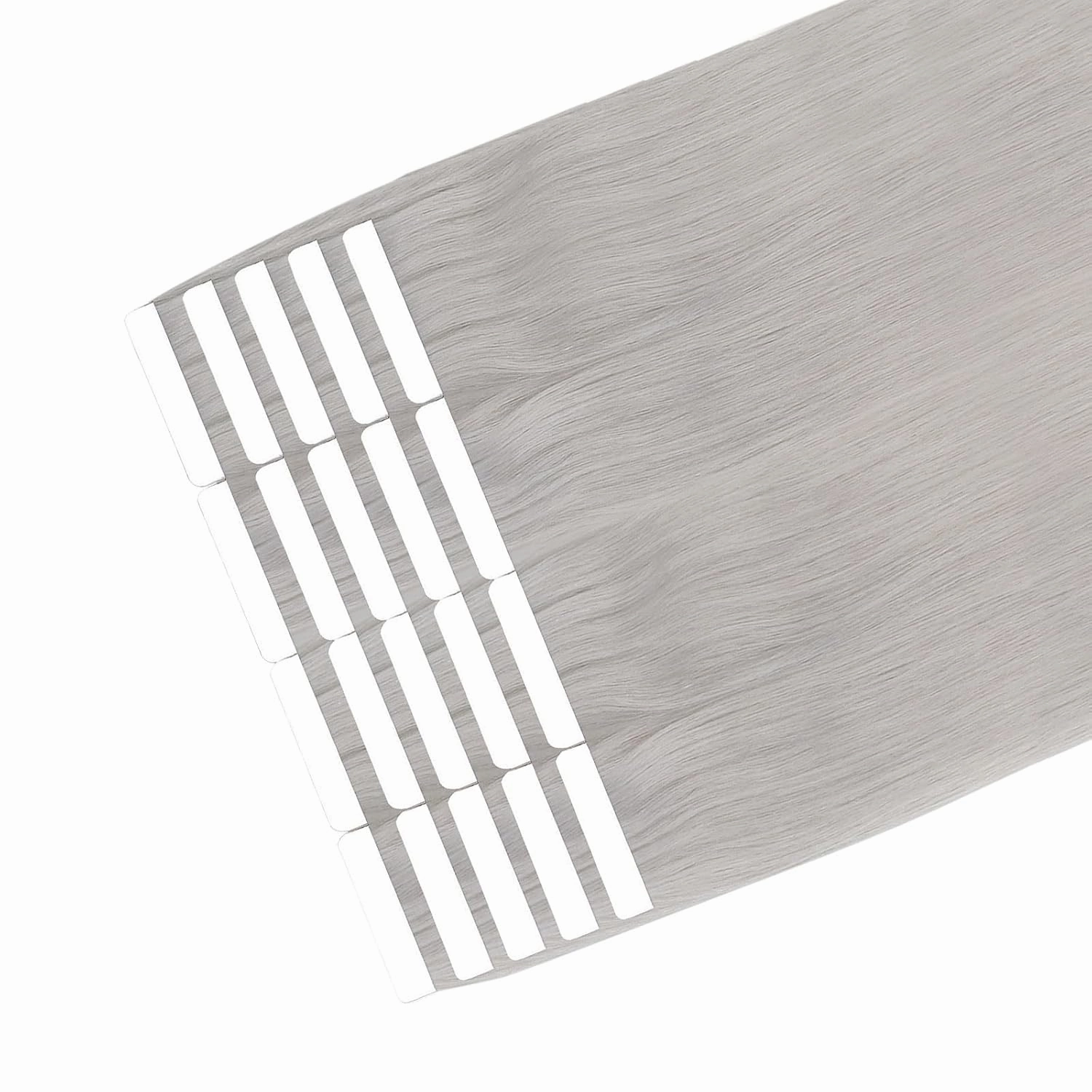 Sixstarhair Tape in Hair Extensions Human Hair Silky Straight Platinum Sliver Color Remy Human Hair Gray Tape Hair Extensions 20 Pieces Pack 50g For White Women [#Silver Gray 14inch]