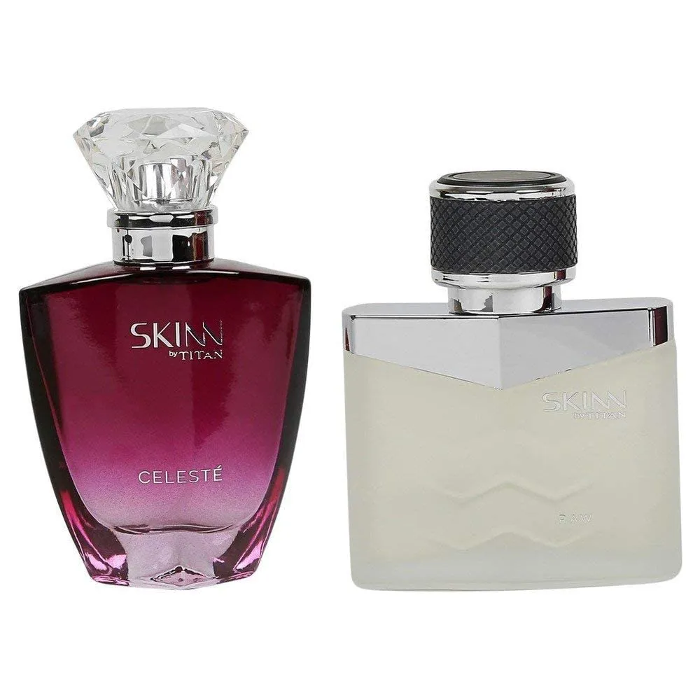 Ski..nn by Titan Raw and Celeste Perfumes for Men and Women, 50ml (Pack of 2)