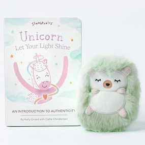 Slumberkins Unicorn, Let Your Light Shine Board Book & Seafoam Hedgehog Mini | Supports Authenticity & Social Emotional Intelligence for Ages 0 