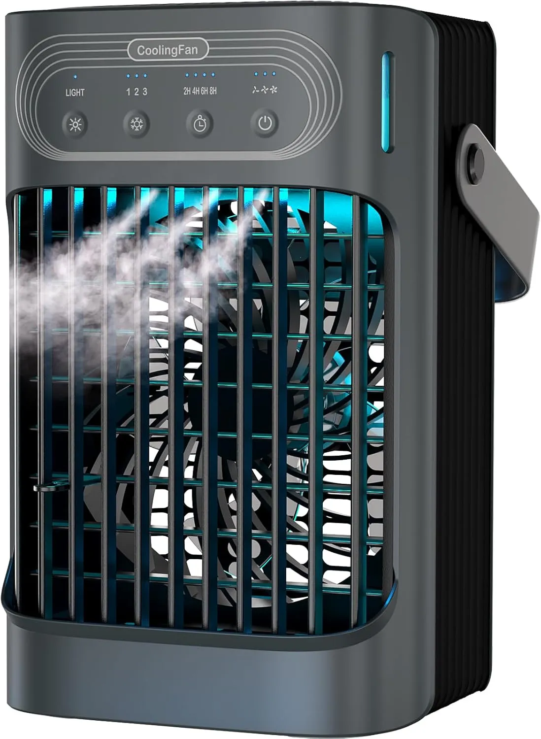 Small Portable Air Conditioner, LEAEYFE 3 Higher Speeds With 800ml Extra Large Water Tank, 120° Oscillating Mini Cooler Works Within 9 Feet, 2/8 Hour Timer,For Desk, Home, bed and Living Room