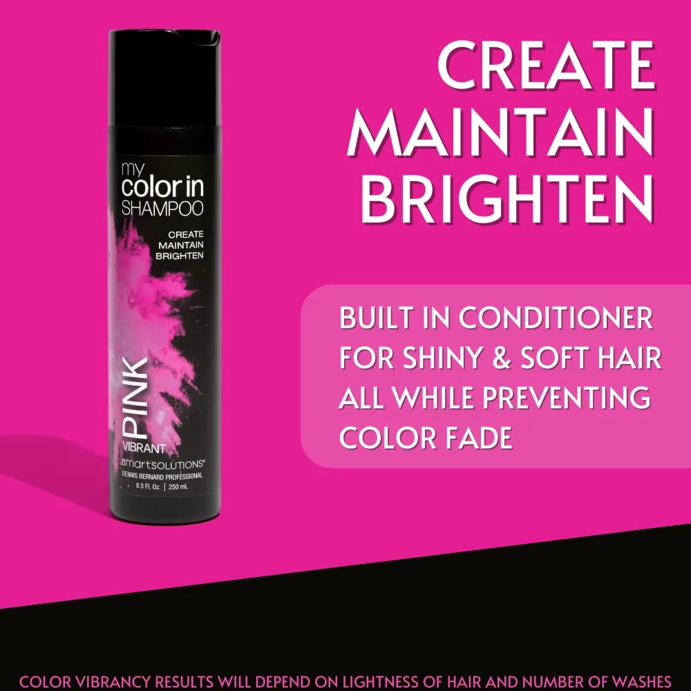 SMART SOLUTIONS MyColorIn Color Depositing Shampoo (Vibrant Pink) - Sulfate & Paraben Free Hair Dye | Made in USA (8 Colors)