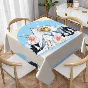 Snow-Capped Mountains Print Square Tablecloth â€“ Perfect for Tea Party, Dining Table, Coffee Table, and Office Meetings