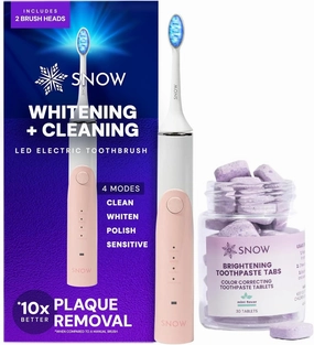 Snow Color Correcting Toothpaste Tablets and Coastal Sunset Pink Electric Toothbrush Bundle