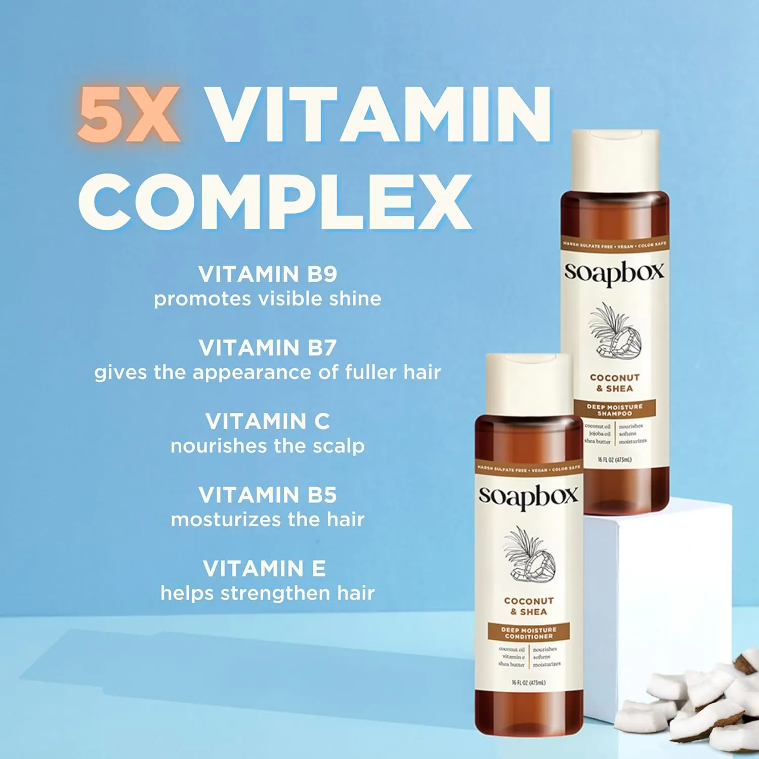 Soapbox Shampoo and Conditioner Set with Coconut Oil, Jojoba Oil, Aloe and Shea Butter to Moisturize and Nourish for All Hair Types, 1 Liter Each (Pack of 2)