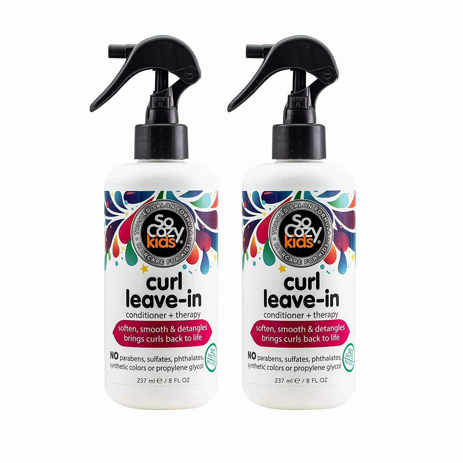 SoCozy Socozy Curl Spray Leave-in Conditioner for Kids Hair Detangles and Restores Curls 8 Fl Ounce No Parabens, Sulfates, Synthetic Colors or Dyes, 2 fluid_ounces (Pack Of 2)