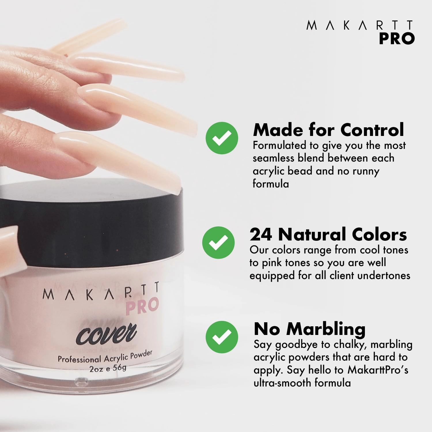 Soft Pink Acrylic Nail Powder – 2oz Cover Powder for Nail Extensions & Sculpting – Professional Use