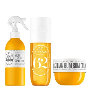 SOL DE JANEIRO Brazilian Bum Bum Cream, Milky Leave-In Conditioner, and Cheirosa 62 Hair & Body Perfume Mist Bundle