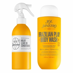 SOL DE JANEIRO Milky Leave-In Conditioner 7 fl oz & Brazilian Play Body Wash 13 fl oz Bundle - Cheirosa 62 Scent