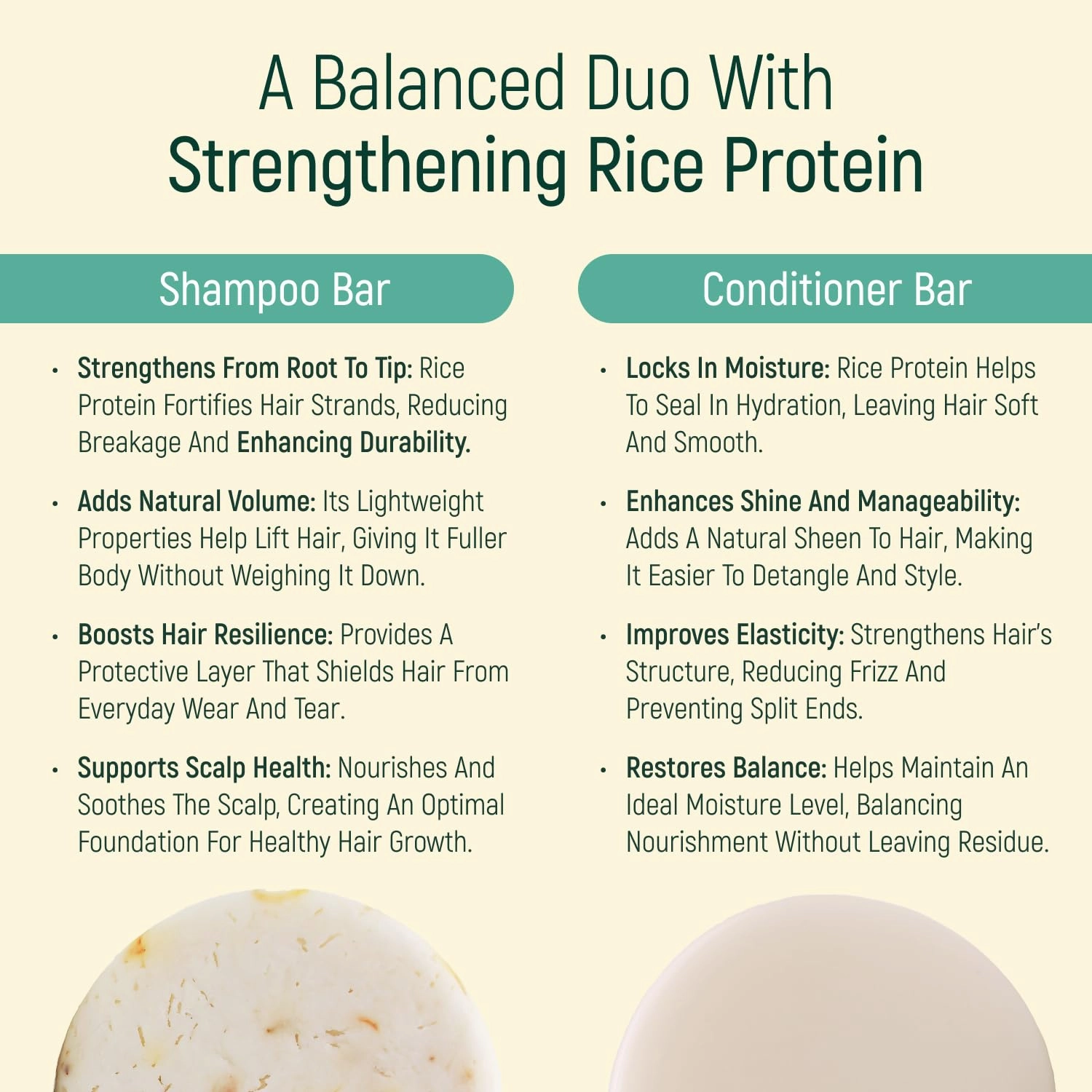Solid Rice Protein Water Shampoo & Conditioner Hair Soap – Shampoo and Conditioner Bars For Hair With All Natural Plant Based Essential Oils And Zero Waste Packaging (Chamomile & Mint)