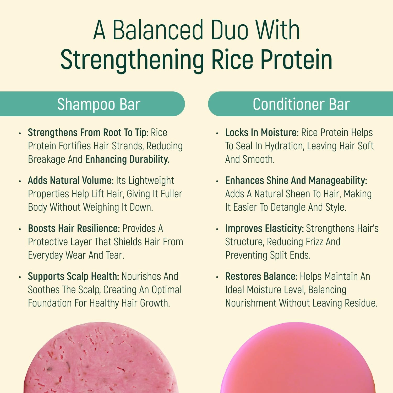 Solid Rice Protein Water Shampoo & Conditioner Hair Soap – Shampoo and Conditioner Bars For Hair With All Natural Plant Based Essential Oils And Zero Waste Packaging (Rose)