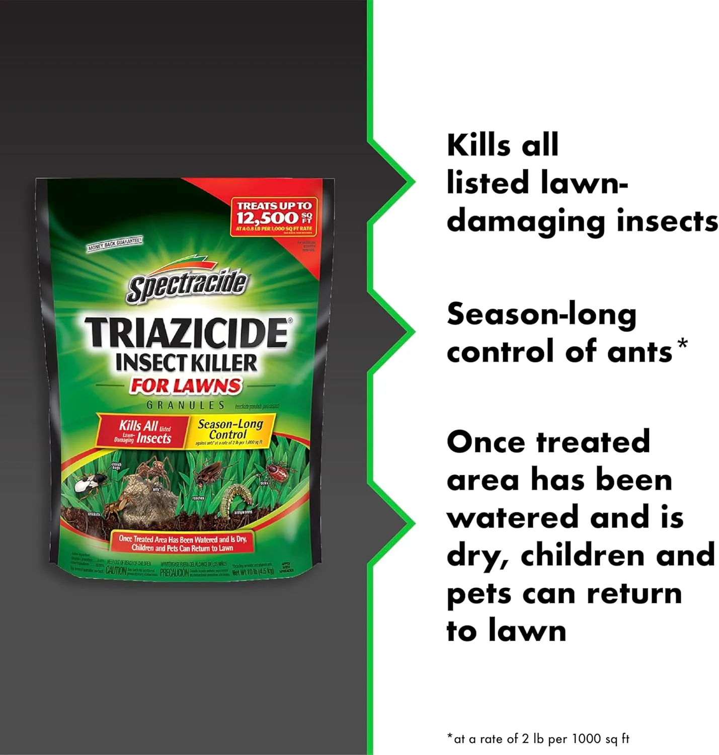 Spectracide Triazicide Insect Killer For Lawns Granules, 10 lb Bag (Pack of 4) , Kills All Listed Lawn-Damaging Insects