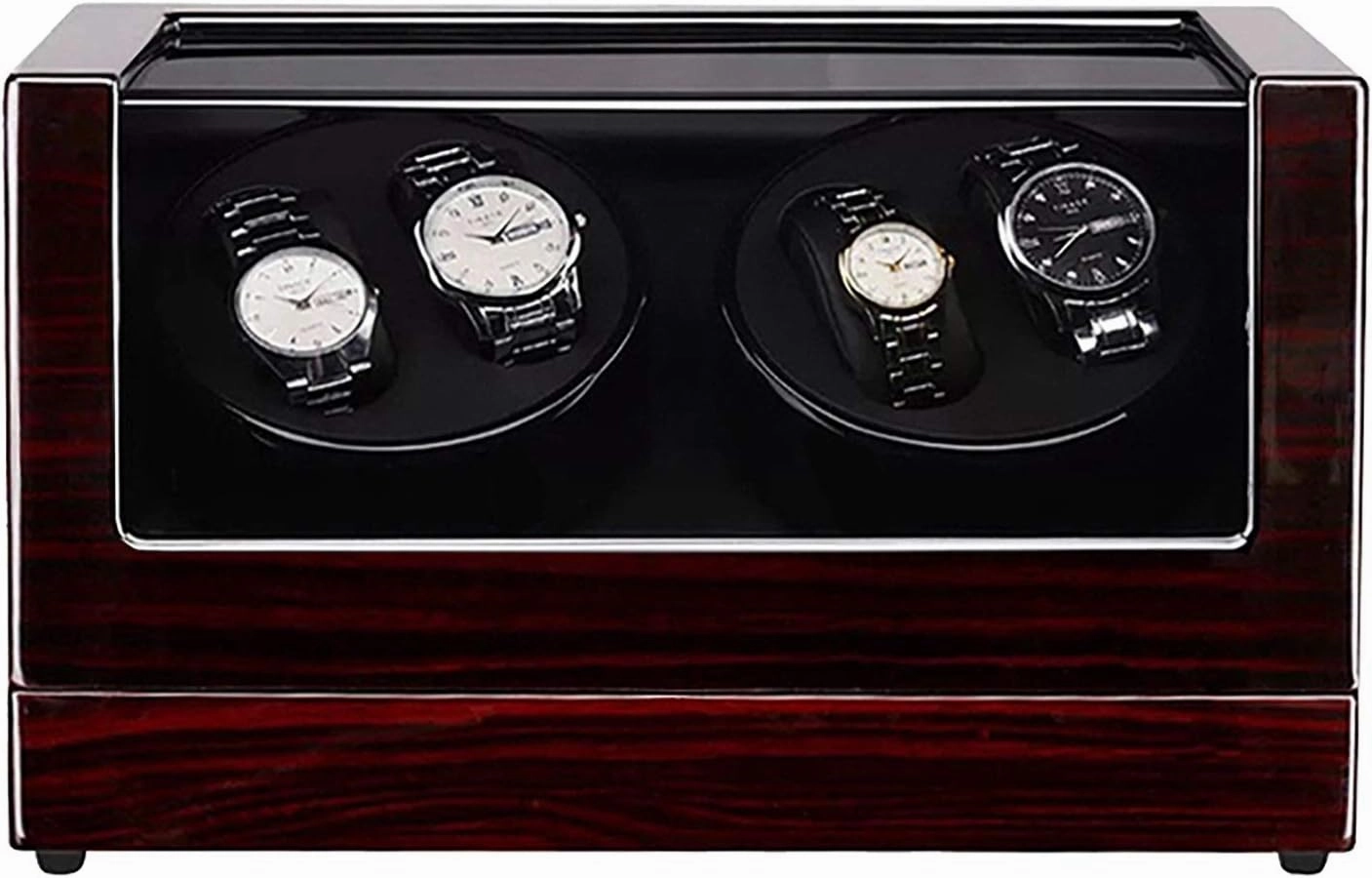 Spinner Winding Box Watch Winders - 4 0 Wooden Automatic Watch Winder Storage Box Transparent Cover Wrist Mechanical Watch Winding Box Double Head Motor Shaker Case Organ