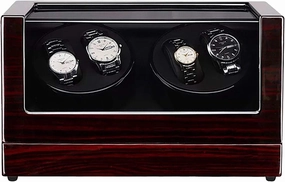 Spinner Winding Box Watch Winders - 4 0 Wooden Automatic Watch Winder Storage Box Transparent Cover Wrist Mechanical Watch Winding Box Double Head Motor Shaker Case Organ